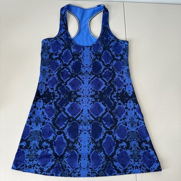 Lululemon Cool Racerback Tank Top Size 6 Blue Black Ziggy Snake - Picture 1 of 5